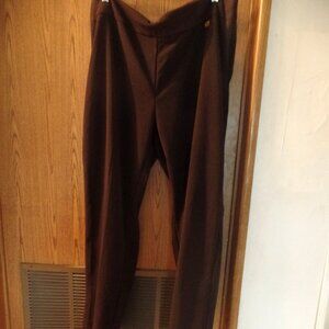 Anne Klein Women's Stretchy Pull-Up Brown Slacks, Size XL